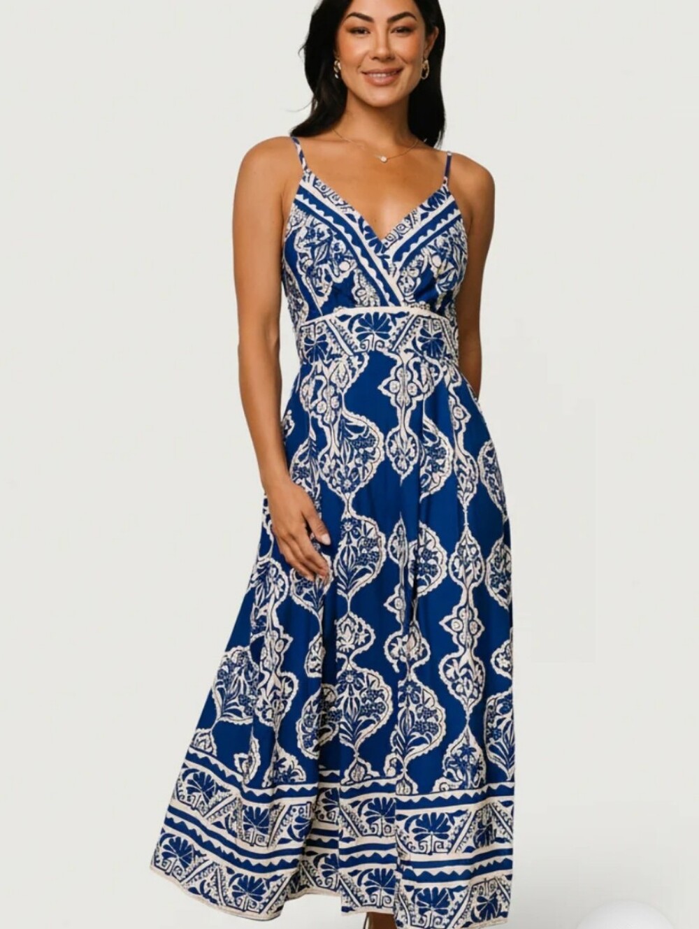 Baltic Born Deli Midi Dress Blue Print Size Small